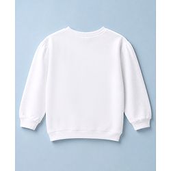 Babyhug Disney 100% Cotton Terry Knit Full Sleeves Drop Shoulder Sweatshirt With Marie Print - White