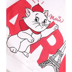 Babyhug Disney 100% Cotton Terry Knit Full Sleeves Drop Shoulder Sweatshirt With Marie Print - White