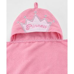 Babyhug Microfiber Cotton Knit Towel With Hood & Embroidery L 74 x B 73 cm - Pink