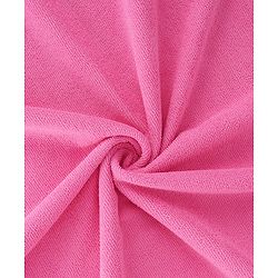 Babyhug Microfiber Cotton Knit Towel With Hood & Embroidery L 74 x B 73 cm - Pink