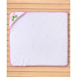 Babyhug 100% Cotton Microfiber Knit Hooded Towel With Butterfly Embroidery L 78 x B 76 cm - Pink