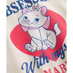 Babyhug Disney 100% Cotton Terry Knit Sweatshirt with Full Sleeves and Frill Detailing with Marie Print - Off White