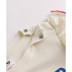Babyhug Disney 100% Cotton Terry Knit Sweatshirt with Full Sleeves and Frill Detailing with Marie Print - Off White