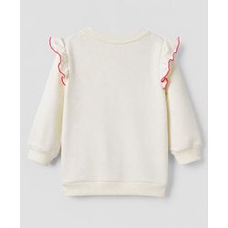Babyhug Disney 100% Cotton Terry Knit Sweatshirt with Full Sleeves and Frill Detailing with Marie Print - Off White