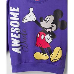 Babyhug Disney 100% Cotton Knit Full Sleeves Drop Shoulder Sweatshirts with Mickey Mouse Print in Blue & Green Pack of 2