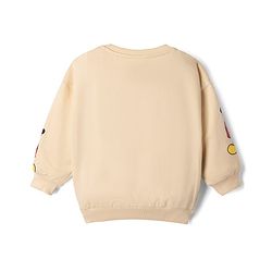 Babyhug Disney Terry Knit Sweatshirt with Full Sleeves and Mickey Mouse Print in Beige for 6-9 Months