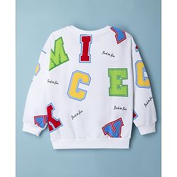 Babyhug Disney Terry Knit Drop Shoulder Sweatshirt with Full Sleeves and Mickey Mouse Graphic - White