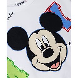 Babyhug Disney Terry Knit Drop Shoulder Sweatshirt with Full Sleeves and Mickey Mouse Graphic - White
