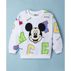 Babyhug Disney Terry Knit Drop Shoulder Sweatshirt with Full Sleeves and Mickey Mouse Graphic - White
