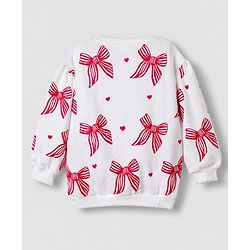 Babyhug Disney 100% Cotton Terry Knit Drop Shoulder Full Sleeves Sweatshirts with Minnie Mouse Print Pack of 2 - Red & White