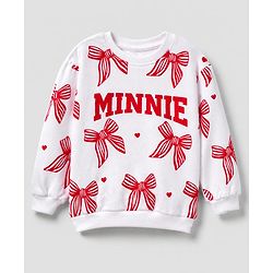 Babyhug Disney 100% Cotton Terry Knit Drop Shoulder Full Sleeves Sweatshirts with Minnie Mouse Print Pack of 2 - Red & White