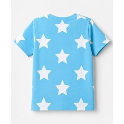 Babyhug 100% Cotton Knit Half Sleeves T-Shirts with Star Print - Blue