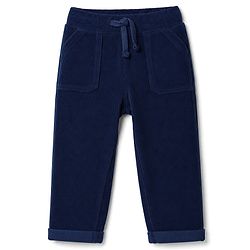 Babyhug Corduroy 100% Cotton Knit Full Length Solid Solid Pant - Navy Blue