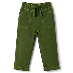 Babyhug 100% Cotton Knit Full Length Corduroy Pants - Olive