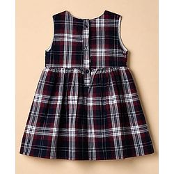 Babyhug Twill Woven Fit & Flare Full Sleeves Frock and Tee with Checks - Brown