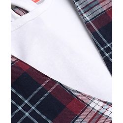 Babyhug Twill Woven Fit & Flare Full Sleeves Frock and Tee with Checks - Brown