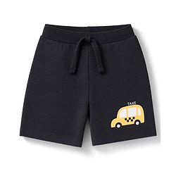Babyhug 100% Cotton Jersey Knit Mid Thigh Vehicles Printed Shorts Pack Of 3 - Blue Yellow & Black