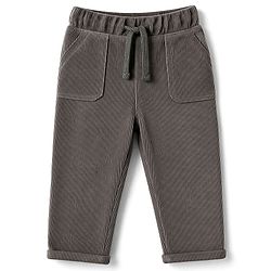 Babyhug 100% Cotton Knit Full Length Corduroy Pants - Grey
