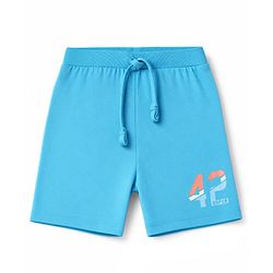 Babyhug 100% Cotton Jersey Knit Mid Thigh Happy Today Printed Shorts With Tape Detailing Pack Of 3 - Light Green Rust Orange & Blue