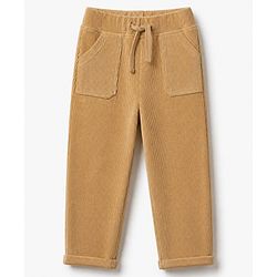Babyhug Corduroy 100% Cotton Knit Full Length Solid Pant - Khaki