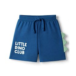 Babyhug 100% Cotton Jersey Knit Mid Thigh Little Dino Club Printed Shorts Pack Of 2 - Blue & Green