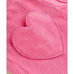 Babyhug Corduroy Knit Full Length Pant with Heart Applique in Pink