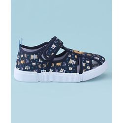 Cute Walk by Babyhug Velcro Closure Bear Printed Sandal With Applique - Navy Blue