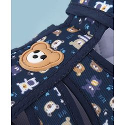 Cute Walk by Babyhug Velcro Closure Bear Printed Sandal With Applique - Navy Blue