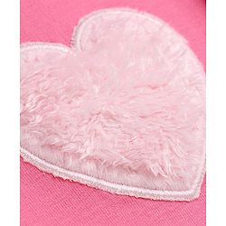 Babyhug Cotton Elastane Lycra Knit Full Length Jegging with Fur Heart Patch - Pink
