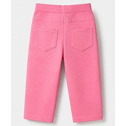 Babyhug Cotton Elastane Lycra Knit Full Length Jegging with Fur Heart Patch - Pink
