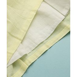 Babyhug Linen Woven Half Sleeves One Piece Dress With Floral Embroidery & Bow Applique - Yellow