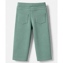 Babyhug Cotton Lycra Knit Full Length Jeggings with Star Patch - Green
