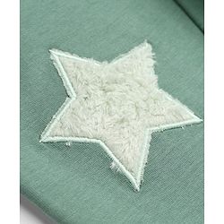 Babyhug Cotton Lycra Knit Full Length Jeggings with Star Patch - Green