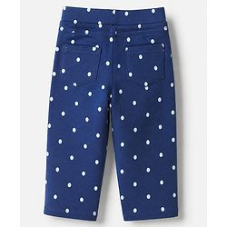 Babyhug Cotton Knit Full Length Jeggings with Polka Dots Print - Navy Blue