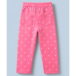 Babyhug Cotton Knit Full Length Jeggings with Polka Dots Print - Fuschia