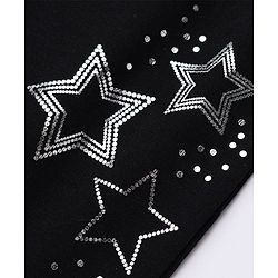 Babyhug Cotton Lycra Elastane Knit Full Length Jegging with Star Foil Print - Black