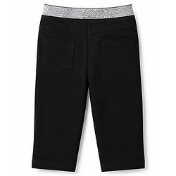 Babyhug Cotton Lycra Elastane Knit Full Length Jegging with Star Foil Print - Black