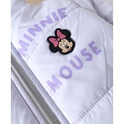 Babyhug Disney Woven Full Sleeves Padded Winter Jacket with Minnie Mouse Graphic at Front & Back & Ear Applique - Lavender