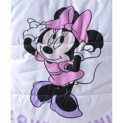 Babyhug Disney Woven Full Sleeves Padded Winter Jacket with Minnie Mouse Graphic at Front & Back & Ear Applique - Lavender