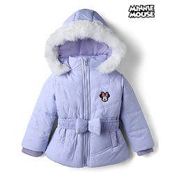 Babyhug Disney Woven Padded/Quilted/ Winter Jacket with Full Sleeves and Minnie Mouse Patch in Pink for 9-12 Months