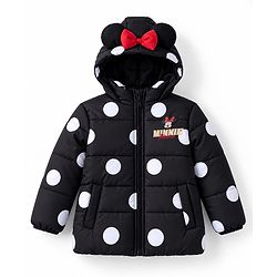 Babyhug Disney Woven Winter Jacket with Full Sleeves and Minnie Mouse Print in Black for 9-12 Months