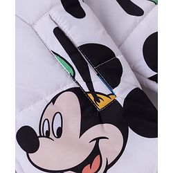 Babyhug Disney Woven Full Sleeves Padded Hooded Jacket Mickey  Mouse Print - White