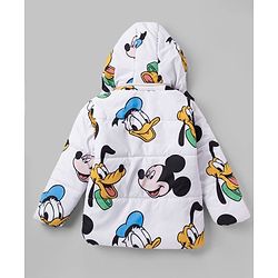 Babyhug Disney Woven Full Sleeves Padded Hooded Jacket Mickey  Mouse Print - White