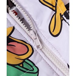Babyhug Disney Woven Full Sleeves Padded Hooded Jacket Mickey  Mouse Print - White