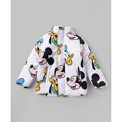 Babyhug Disney Woven Full Sleeves Padded Hooded Jacket Mickey  Mouse Print - White