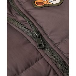 Babyhug Disney Woven Full Sleeves Hooded Padded Winter Jacket Front and Back With Simba Graphic - Light Brown