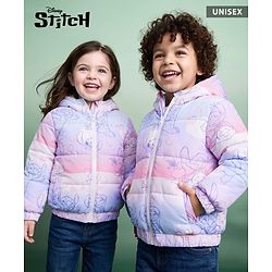 Babyhug Disney Padded Winter Jacket with Full Sleeves and Stitch Print in Blue for 6-9 Months