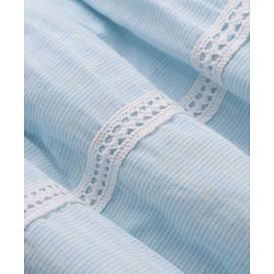 Babyhug Cotton Woven Fit and Flare Dress with Flutter Sleeves and Bow Applique in Light Blue