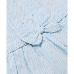 Babyhug Cotton Woven Fit and Flare Dress with Flutter Sleeves and Bow Applique in Light Blue