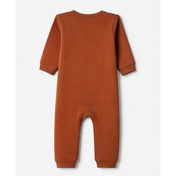 Babyhug 100% Cotton Interlock Knit Full Sleeves Rompers With Dino Print Pack of 2 - Brown & Beige